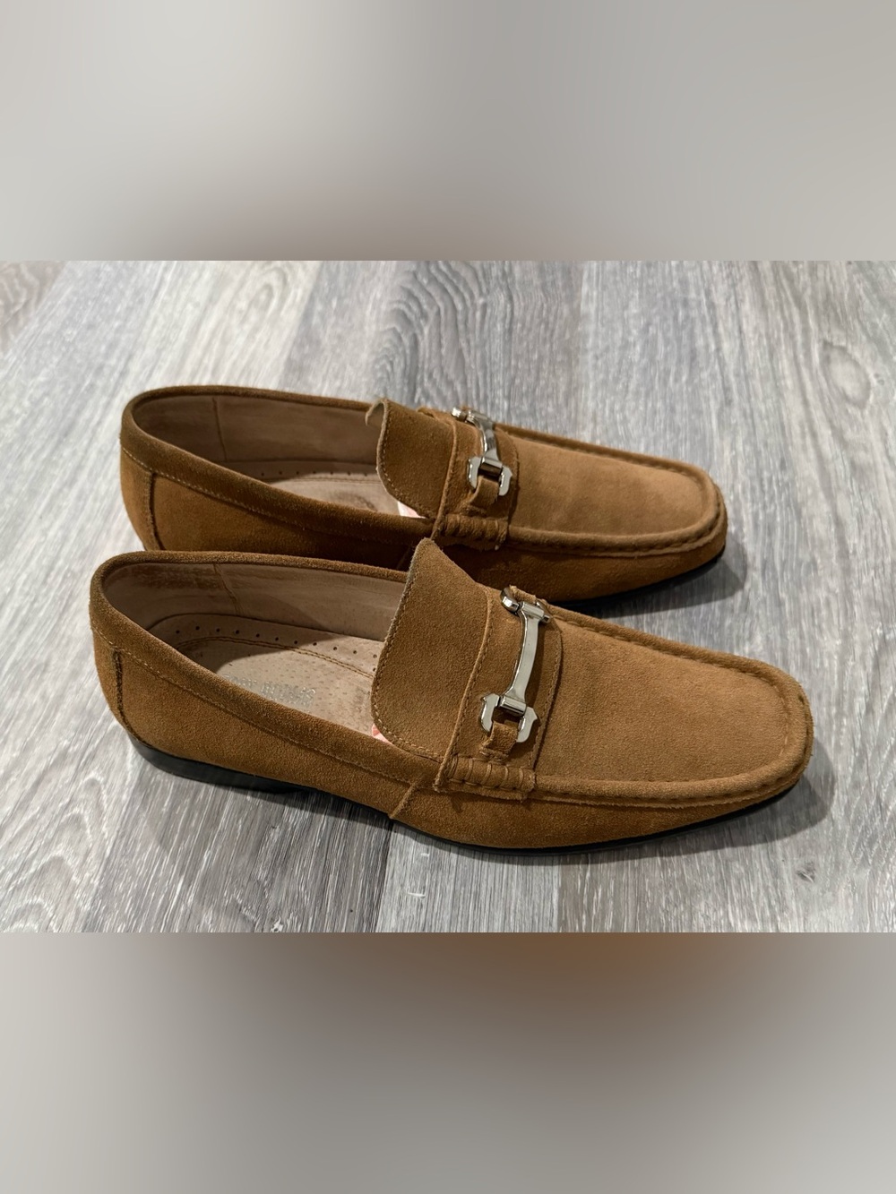 Stacy Adams Men's Brown Suede Bit Slip-On Dress Loafer Square Toe Buckle US 9 M